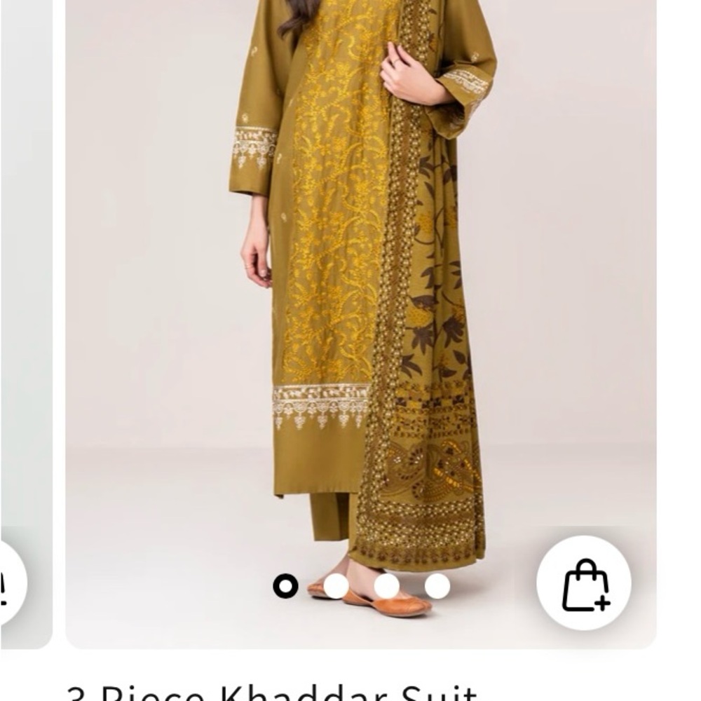Limelight Olive Green Embroidered 3-Piece Khaddar Suit